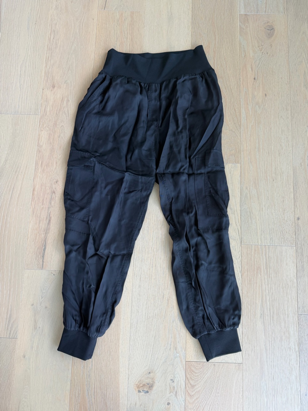 cinq a sept Womens Silk Black Lightweight Cargo Pants